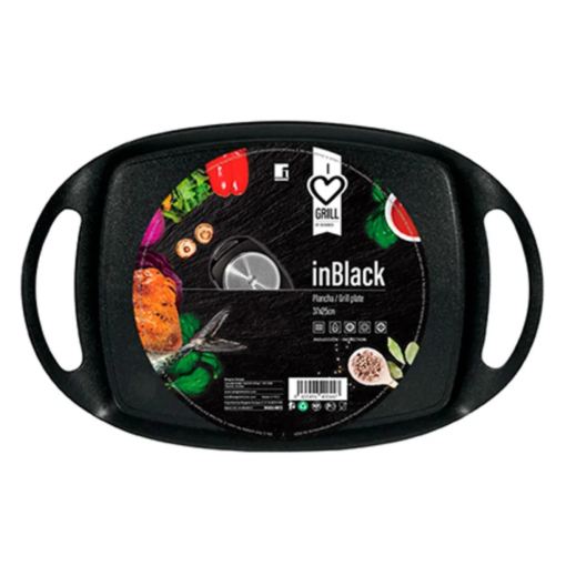 Bergner Forged Aluminum Grill Plate 37x25cm Black